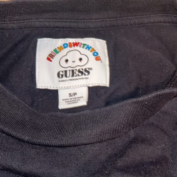 GUESS x Friends With You Black Crew Neck Long-Sleeve Tee T-shirt Size Small - Picture 5 of 7